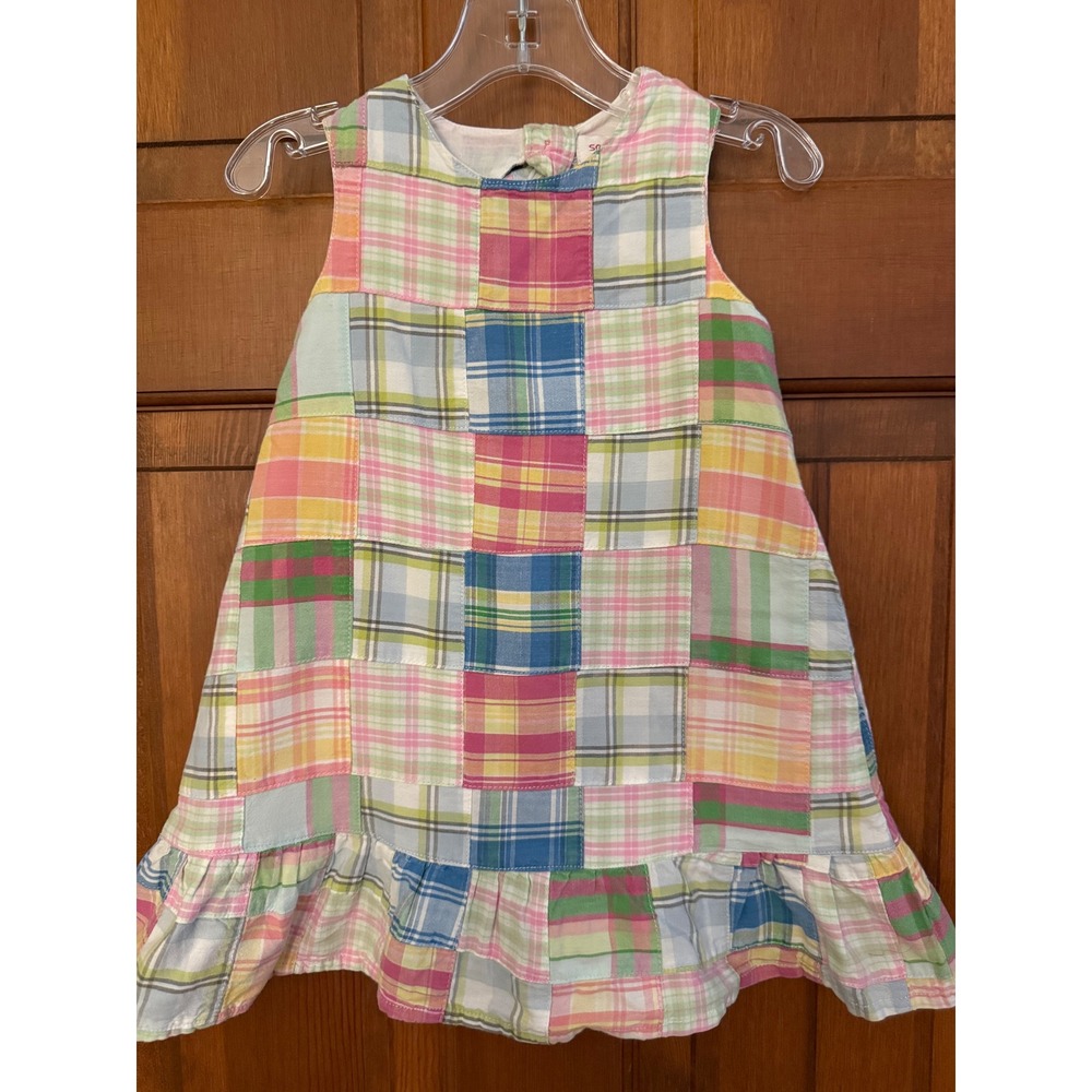 Savannah Madras Dress Toddler Girls 2T Plaid Patchwork Cotton-Lined Sleeveless